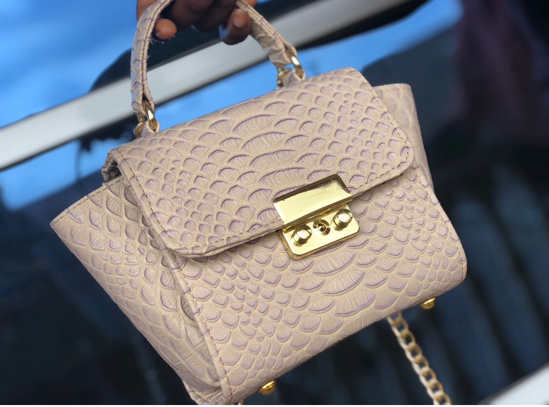 Crocs leather handbag with frame