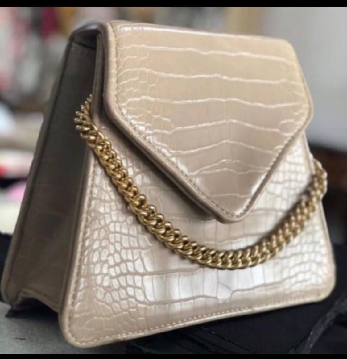 Structured crocs mini handbag